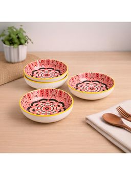 Voncasa - Round Ceramic Microwave Safe Chutney Bowls 90ml Each (Pack of 4)