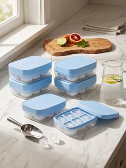 YELONA - Sky Blue Silicone & ABS Plastic Ice Cube Tray (Pack of 6)