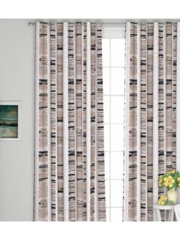 GM - Jacquard Ring Top Door Room Darkening Curtain - Pack of 1 (4.3 x 7 Feet, Black Curtain)