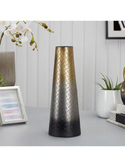 HomeTown - Zeus Iron Ombre Conical Vase In Antique Gold And Black