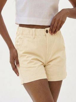 IZF - Women Cream Textured Casual Shorts