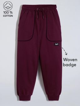 Hopscotch - Balloon Fit Woven Badge Cotton Trackpants