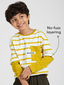 Hopscotch - Striped Mock Layer Relaxed T-shirt