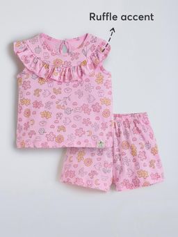 Hopscotch - 2-Pc Doodle Ruffle Blouse & Shorts