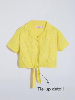 Hopscotch - Floral Sequined Tie-Up Blouse