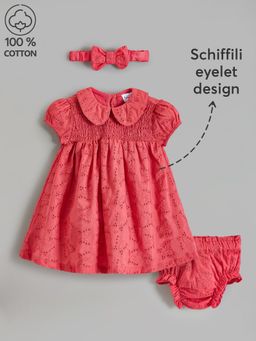 Hopscotch - Schiffli Eyelet Cotton Casual Dress