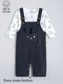 Hopscotch - 2-Pc Bunny Pattern Cotton Dungaree Set