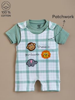 Hopscotch - 2-Pc Safari Patchwork Cotton Dungaree Set