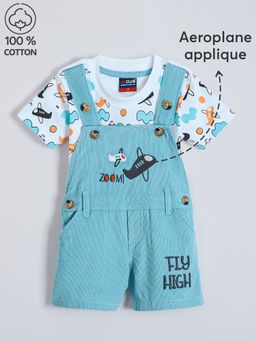 Hopscotch - 2-Pc Pilot Airplane Cotton Dungaree Set