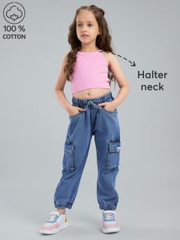 Hopscotch - 2-Pc Cotton Halter Neck T-shirt & Jeans