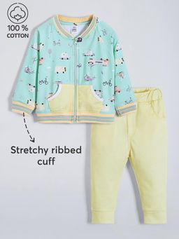 Hopscotch - 2-Pc Vehicle Print Bomber Jacket Set