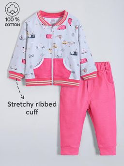 Hopscotch - 2-Pc Vehicle Print Bomber Jacket Set