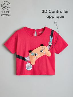 Hopscotch - 3D Gaming Applique Cotton Relaxed T-shirt