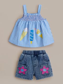 Hopscotch - 2-Pc Striped Blouse & Shorts