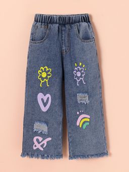 Hopscotch - Hand Painted Frayed Denim Jeans