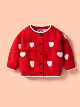 Hopscotch - Scalloped Hem Heart Embroidered Sweater