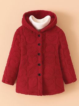 Hopscotch - Heart Textured Hooded Fleece Jacket