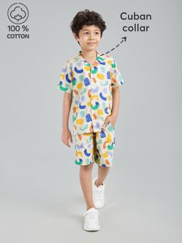 Hopscotch - 2-Pc Pure Cotton Abstract Shirt & Shorts
