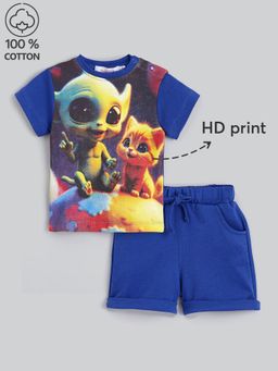 Hopscotch - 2-Pc Cotton Alien T-shirt & Shorts