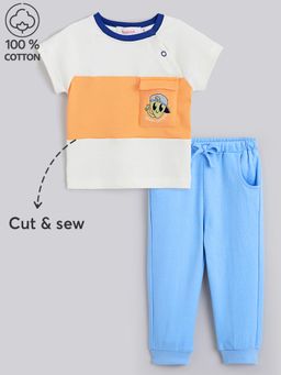 Hopscotch - 2-Pc Cotton Embroidered T-shirt & Joggers