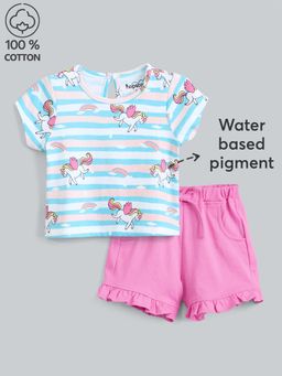 Hopscotch - 2-Pc Unicorn Cotton Short Set