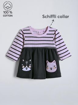 Hopscotch - Stripes Meet Whiskers Cotton Casual Dress