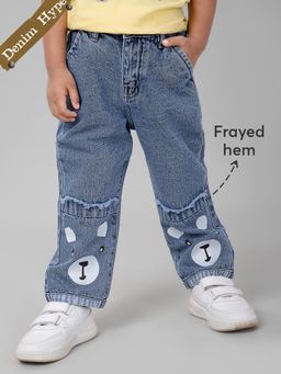 Hopscotch - Frayed Hem Cotton Denim Jeans