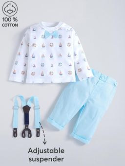 Hopscotch - 2-Pc Nautical Pant Set with Suspender