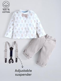 Hopscotch - 2-Pc Bear Cotton Formal Pant Set