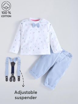 Hopscotch - 2-Pc Typographic Cotton Formal Pant Set