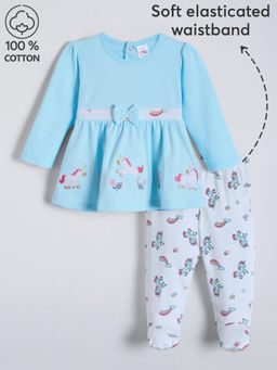 Hopscotch - Unicorn Bow Applique Cotton Dress