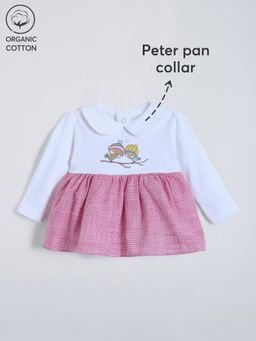 Hopscotch - Pure Cotton Gingham Embroidered Casual Dress