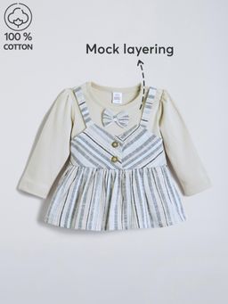 Hopscotch - Mock Faux Layering Cotton Casual Dress