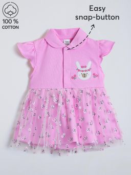 Hopscotch - Bunny Embroidered Cotton Casual Dress