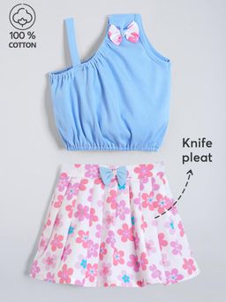 Hopscotch - 2-Pc Cotton Floral Blouse & Skirt