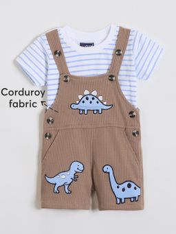 Hopscotch - 2-Pc Dino Corduroy Dungaree Set