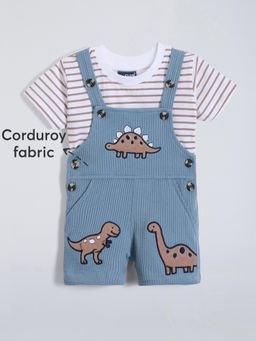 Hopscotch - 2-Pc Dino Corduroy Dungaree Set