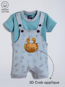 Hopscotch - 2-Pc 3D Crab Beach Cotton Dungaree Set