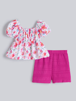 Hopscotch - 2-Pc Floral Blouse & Shorts