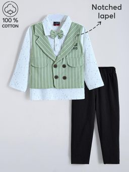 Hopscotch - 2-Pc Mock Waistcoat Striped Cotton Formal Set