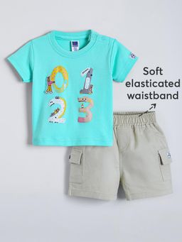 Hopscotch - 2-Pc Cotton Numeric T-Shirt & Cargo Shorts