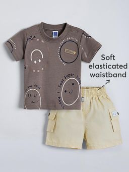 Hopscotch - 2-Pc Cotton Smiley Face T-Shirt & Cargo Shorts