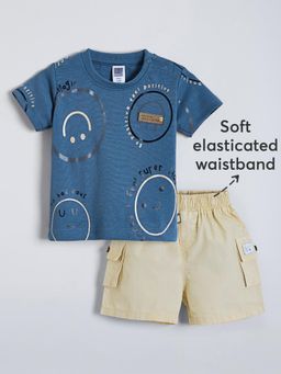 Hopscotch - 2-Pc Cotton Smiley Face T-Shirt & Cargo Shorts