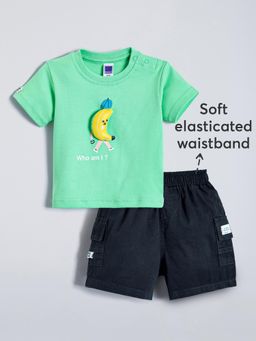 Hopscotch - 2-Pc Banana Motif Cotton Shorts Set