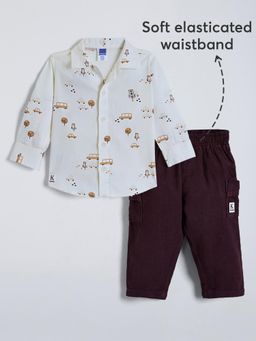 Hopscotch - 2-Pc Vehicle Print Shirt & Corduroy Pants