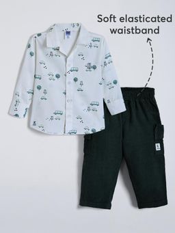Hopscotch - 2-Pc Vehicle Print Shirt & Corduroy Pants