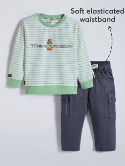 Hopscotch - 2-Pc Cotton Striped Sweatshirt & Pants