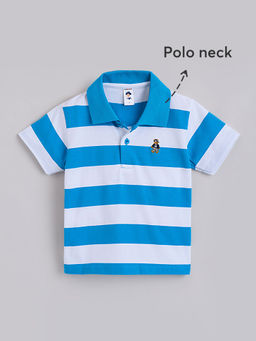 Hopscotch - Striped Embroidered Polo T-Shirt