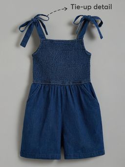 Hopscotch - Denim Tie-Strap Jumpsuit