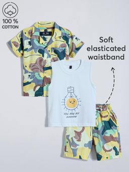 Hopscotch - 3-Pc Cotton Abstract Print Shorts Set